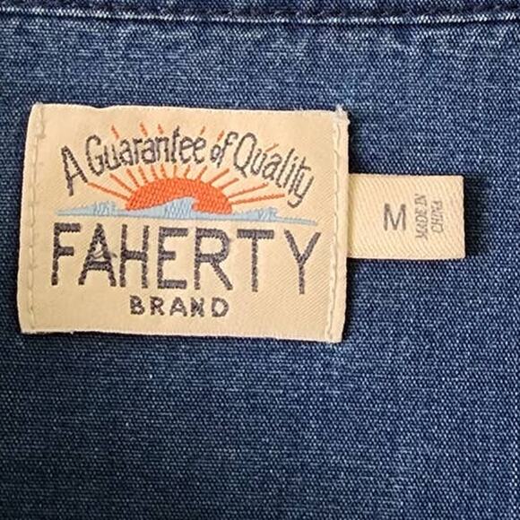 Faherty Long Sleeve Cotton Striped Collared Polo Tee Shirt Medium - Picture 3 of 8